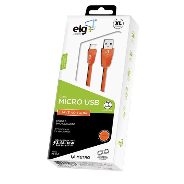 Cabo USB para micro USB, 1,8m, Laranja, M518LR, Elg - BT 1 UN