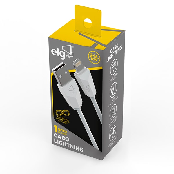 Cabo USB para lightning, 1m, Branco, S810, Elg - BT 1 UN