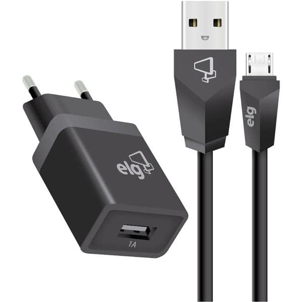 Carregador de tomada c/1 porta USB bivolt + cabo micro USB KT510WC - Elg BT 1 UN