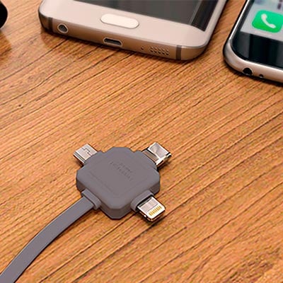 Cabo 3 em 1: Lightning + USB Tipo-C + Micro USB, 1,5m, PW31C - ELG - CX 1 UN