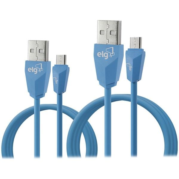 Cabo USB para micro USB, 1m + 2m, Azul, CMB512BE, Elg - BT 1 UN