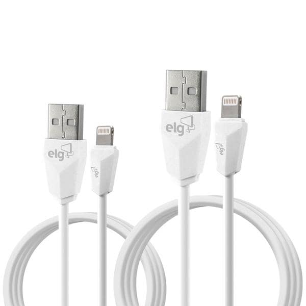 Cabo USB para lightning, 1m + 2m, Branco, CMB812WH, Elg - BT 1 UN