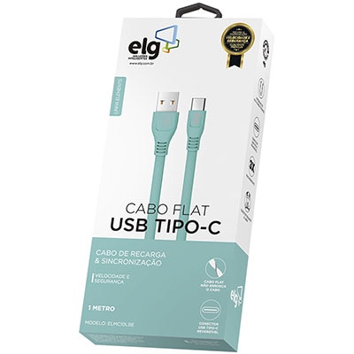 Cabo USB para Tipo-C, 1m, Verde claro, ELMC10LBE, Elg - CX 1 UN