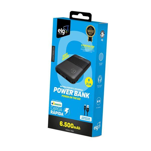 Carregador portátil Power Bank USB 6.500mAh PB65 Elg - PT 1 UN