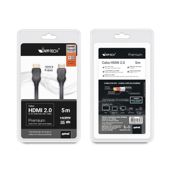 Cabo HDMI 2.0 com 5 metros, Premium, PM005, App-tech - BT 1 UN