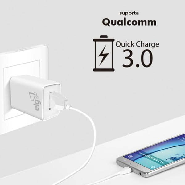 Carregador de tomada c/1 saída USB Quick Charge bc WC1S-QC3 Elg CX 1 UN