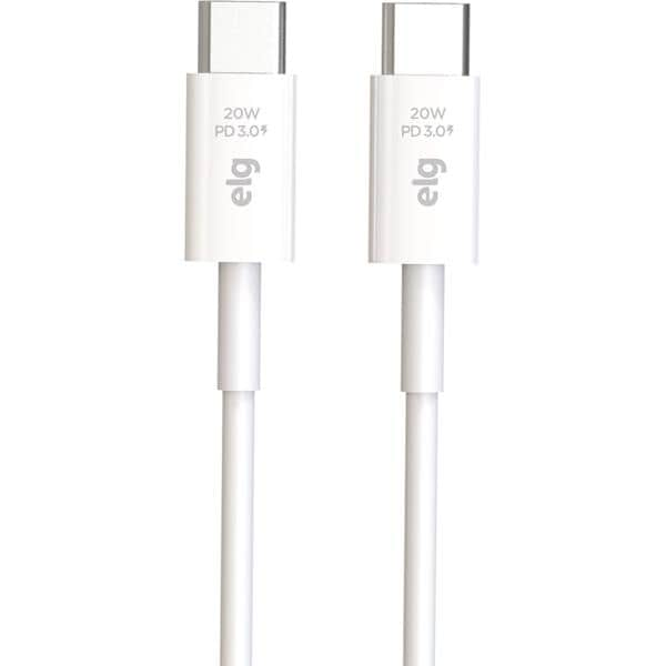 Cabo USB C para Tipo-C, 1m, Branco, TC20W, Elg - CX 1 UN