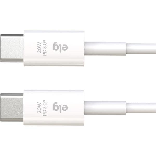 Cabo USB C para Tipo-C, 1m, Branco, TC20W, Elg - CX 1 UN