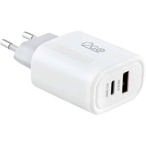 Carregador de tomada com 1 saída USB+1 saída USB-C PROWAL027 I2Go 1 UN