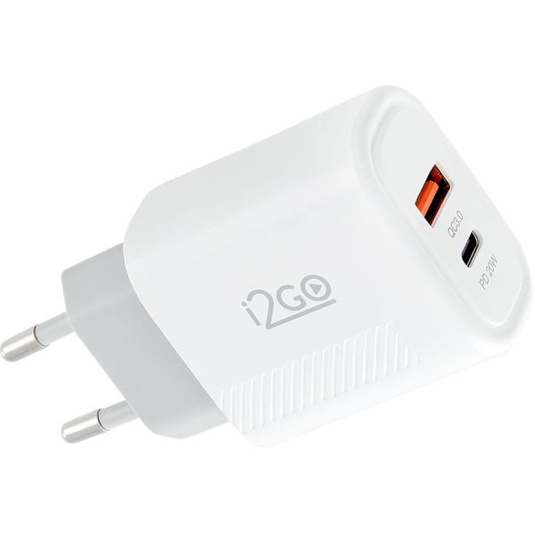 Carregador de tomada com 1 saída USB+1 saída USB-C PROWAL027 I2Go 1 UN