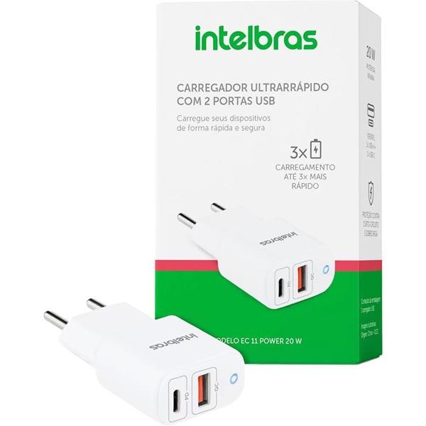 Carregador de tomada ultrarrápido com 2 saídas AC/DC, USB, EC 11, Power, 20W, 4820046, Intelbras - CX 1 UN