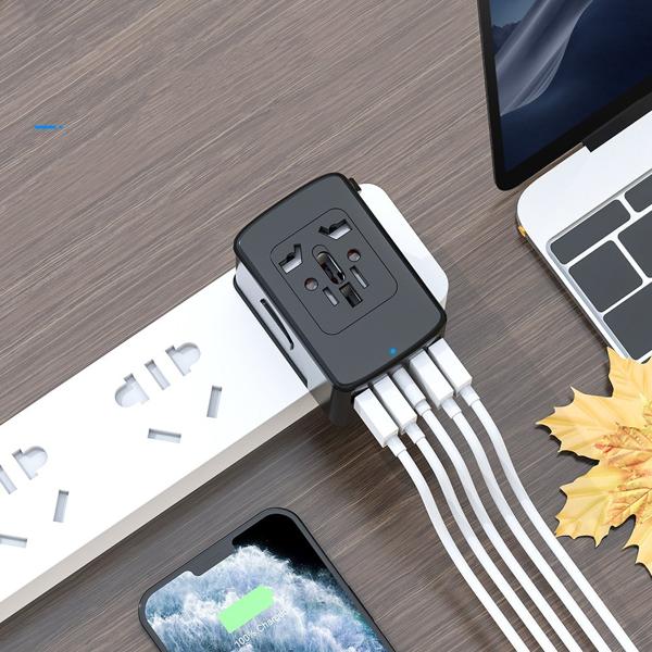 Carregador de Tomada e Adaptador Universal de Viagem, com 4 Saídas USB E 1 USB-C Geonav - CX 1 UN