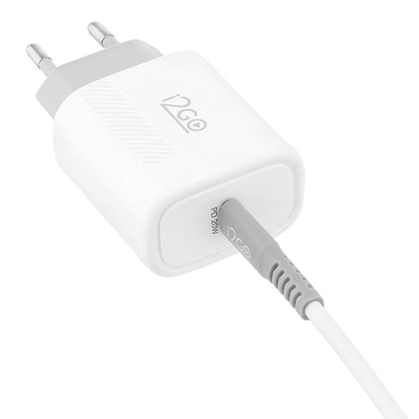 Carregador de tomada com 1 saídas USB C + Cabo USB C para Lightning, I2GKIT9475, I2Go - 1 UN