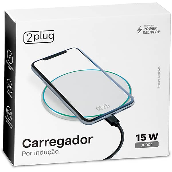 Carregador sem fio 15w branco JD004 2Plug BT 1 UN