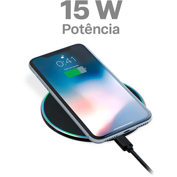 Carregador sem fio 15w preto JD004 2Plug BT 1 UN