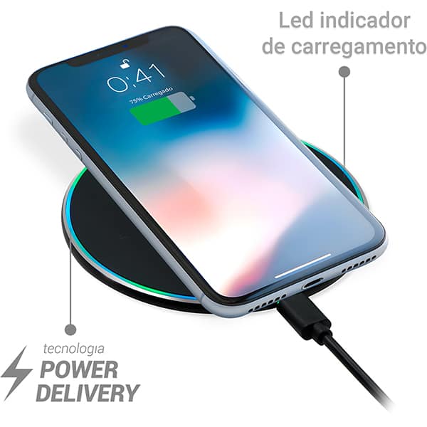 Carregador sem fio 15w preto JD004 2Plug BT 1 UN