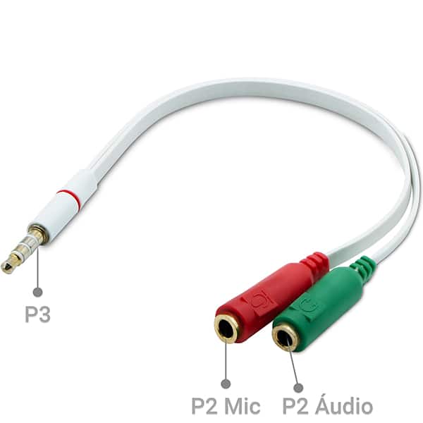 Cabo de áudio adaptador P3 para P2, JL-AV03, 2Plug - PT 1 UN