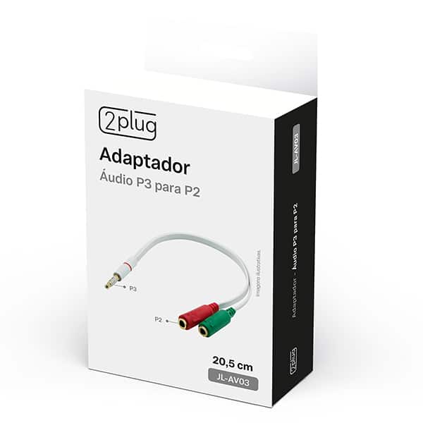 Cabo adaptador de áudio P3 para P2, JL-AV03, 2Plug - PT 1 UN