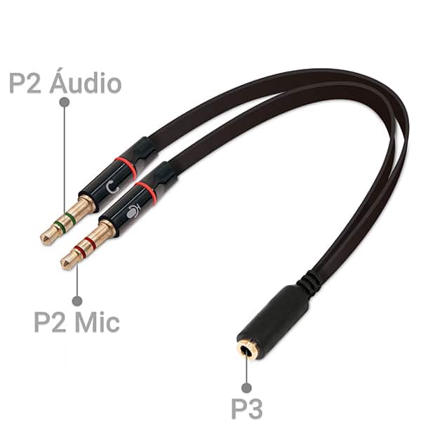 Cabo de áudio P2 para P3, JL-AV04, 2Plug - PT 1 UN