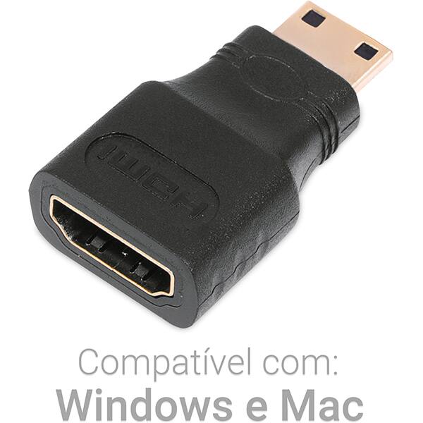 Adaptador Mini HDMI para HDMI, 1080p, JL-MH01, 2Plug - PT 1 UN Adaptador Mini HDMI para HDMI, 1080p, JL-MH01, 2Plug - PT 1 UN