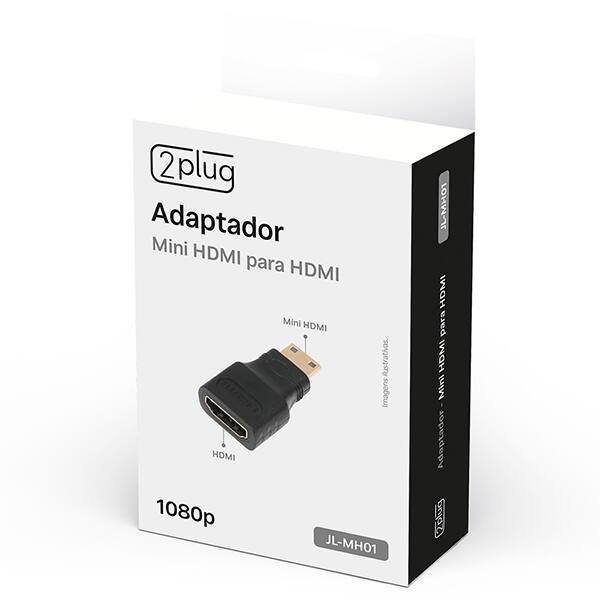 Adaptador Mini HDMI para HDMI, 1080p, JL-MH01, 2Plug - PT 1 UN Adaptador Mini HDMI para HDMI, 1080p, JL-MH01, 2Plug - PT 1 UN