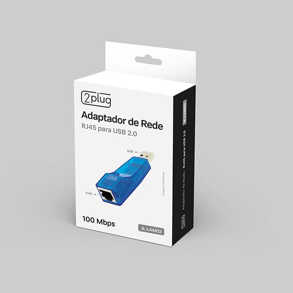 Adaptador de Rede RJ45 para USB 2.0, 100Mbps, JL-LAM02, 2Plug - PT 1 UN