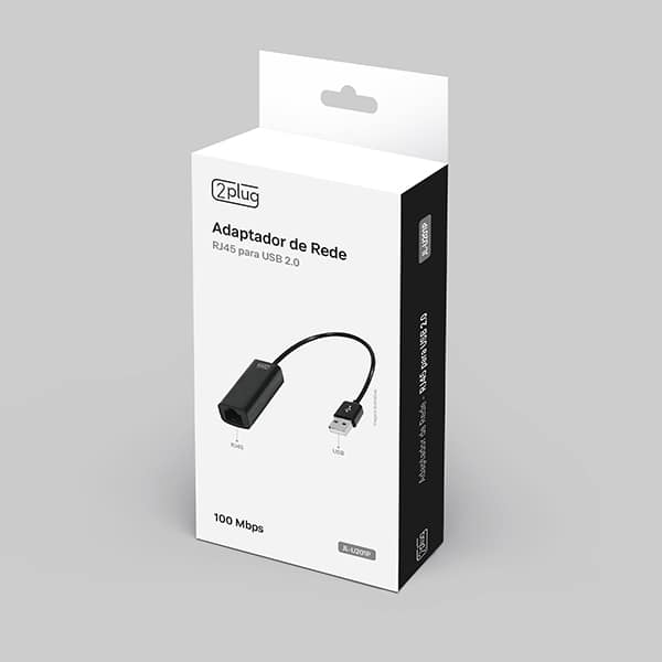 Adaptador de Rede RJ45 para USB 2.0, 100Mbps, JL-U201P, 2Plug - PT 1 UN