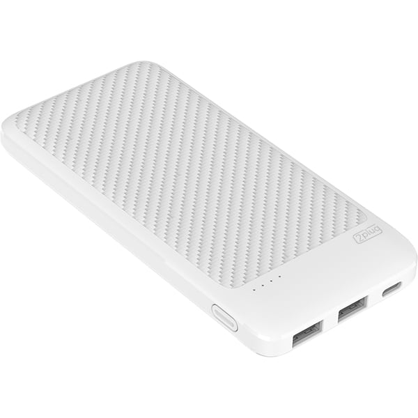 Carregador portátil usb p/ smartphone 10000mAh branco SL10 2Plug CX 1 UN
