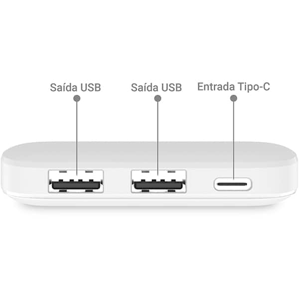 Carregador Portátil Power Bank USB, Fast Charger PD, 10000mAh, Branco, SL10, 2Plug - CX 1 UN