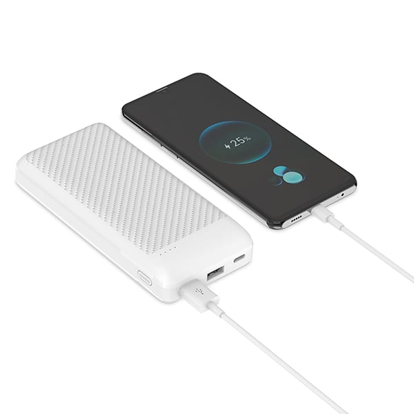 Carregador Portátil Power Bank USB, Fast Charger PD, 20000mAh, Branco, SL20, 2Plug - CX 1 UN