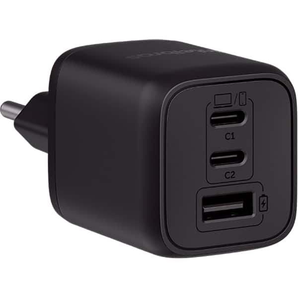 Carregador de tomada com 2 saídas USB-C+1 USB, 65w, Preto, EC-21, Intelbras - CX 1 UN
