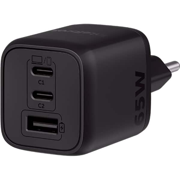 Carregador de tomada com 2 saídas USB-C+1 USB, 65w, Preto, EC-21, Intelbras - CX 1 UN