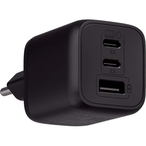 Carregador de tomada com 2 saídas USB-C+1 USB, 65w, Preto, EC-21, Intelbras - CX 1 UN
