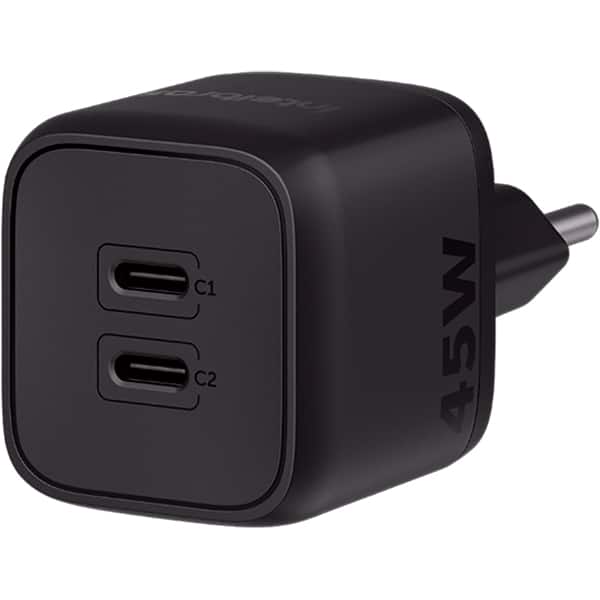Carregador de tomada com 2 saídas USB-C, 45w, Preto, EC-20, Intelbras - CX 1 UN