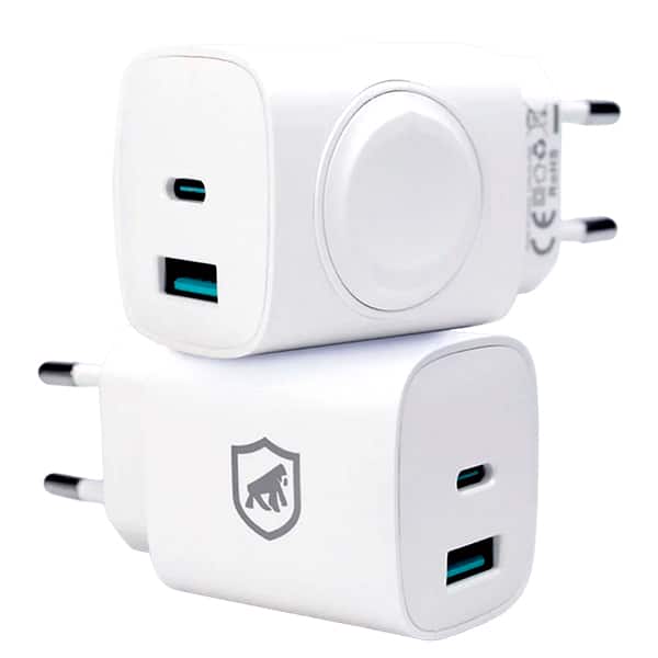 Carregador sem fio 2 em 1 com Carregamento por Indução, 22w, Branco, GS-88771, GShield - CX 1 UN Carregador sem fio 2 em 1 com Carregamento por Indução, 22w, Branco, GS-88771, GShield - CX 1 UN