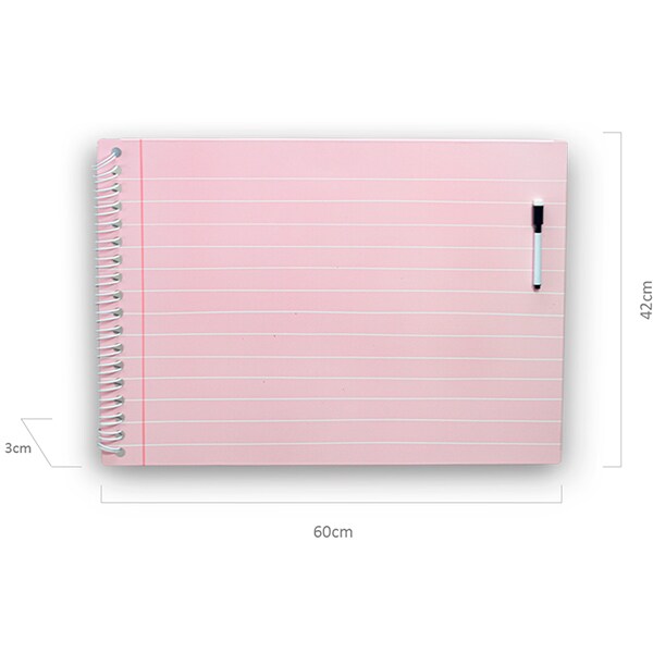 Painel Metálico para Escrever, Formato Caderno, Rosa, 42cm x 60cm, 10332006, Geguton - PT 1 UN