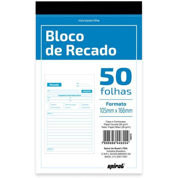 Bloco de recados, 50 folhas, 1 via, 105 x 166mm, 204, Spiral - 1 UN