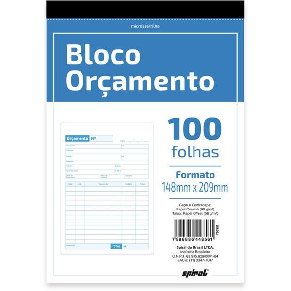 Bloco orçamento, 100 folhas, 1 via, 148 x 209mm, 205, Spiral - 1 UN