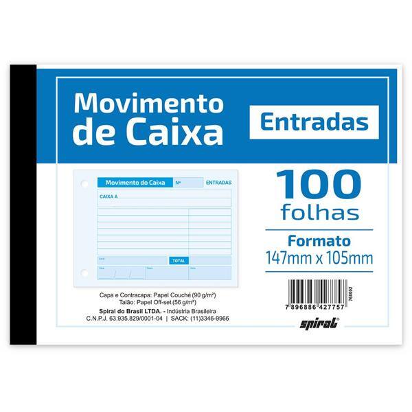 Movimento do caixa entrada 105x147mm 100fls 203 Spiral UN 1 UN