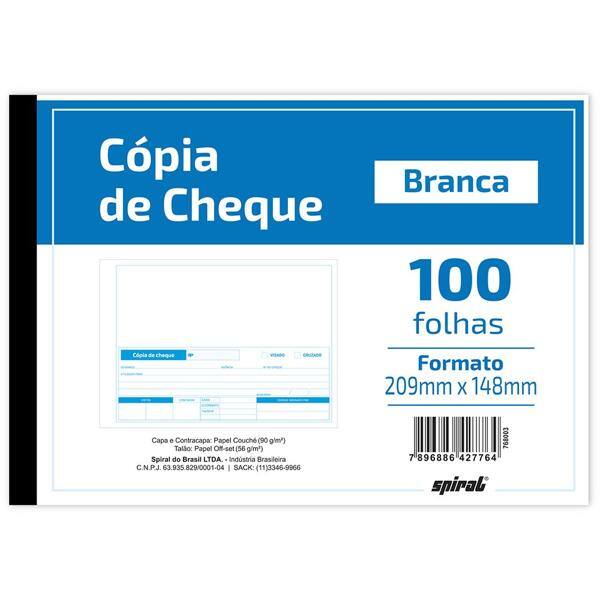 Cópia de cheque 100 folhas 148x209mm 221 Spiral UN 1 UN