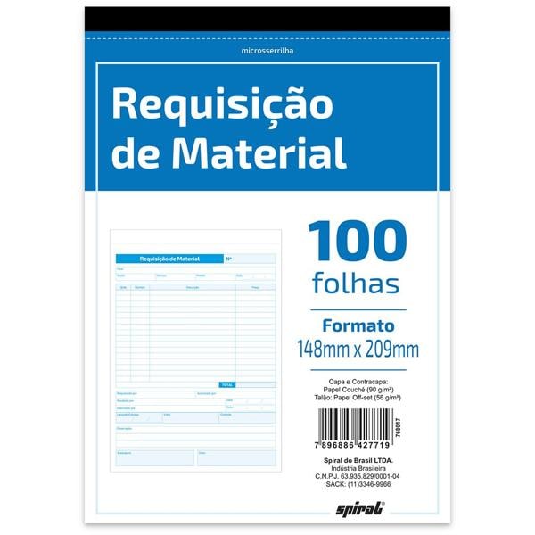 Requisiçao de material 100 folhas 209x148mm 361 Spiral PT 1 UN