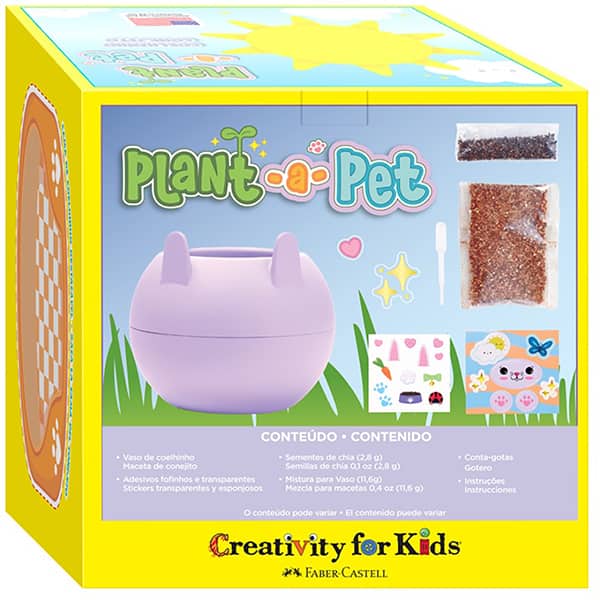 Mini Jardim Coelhinho, Brinquedo Criativo para crianças a partir de 6 anos, Creativity For Kids, Faber-Castell – CX 1 UN