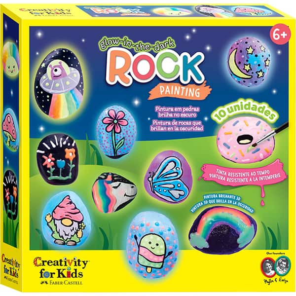 Glow in the Dark Rock Painting Kit, Brinquedo Criativo para crianças a partir de 7 anos, Creativity For Kids, Faber-Castell – CX 1 UN