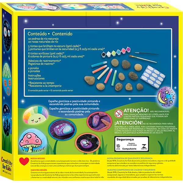 Glow in the Dark Rock Painting Kit, Brinquedo Criativo para crianças a partir de 7 anos, Creativity For Kids, Faber-Castell – CX 1 UN