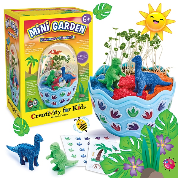 Mini Jardim Selvagem, Dinossauro, Brinquedo Criativo para crianças a partir de 6 anos, Creativity For Kids, Faber-Castell - CX 1 UN