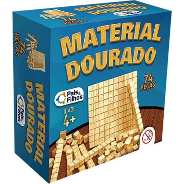 Material dourado do aluno em madeira com 74 peças 2910 Pais&filhos CX 1 UN