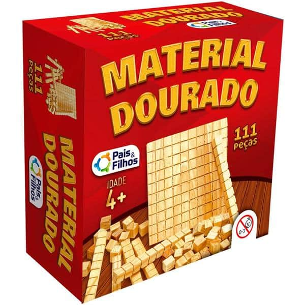 Material dourado do aluno em madeira com 111 peças 2922 Pais&filhos CX 1 UN