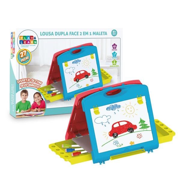 Lousa Mágica maleta 2 em 1, Play & Learn, BR1215, Multikids - CX 1 UN