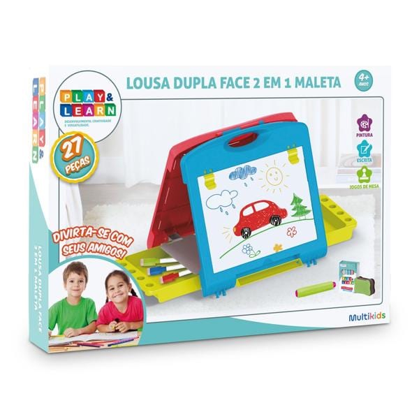 Lousa Mágica maleta 2 em 1, Play & Learn, BR1215, Multikids - CX 1 UN