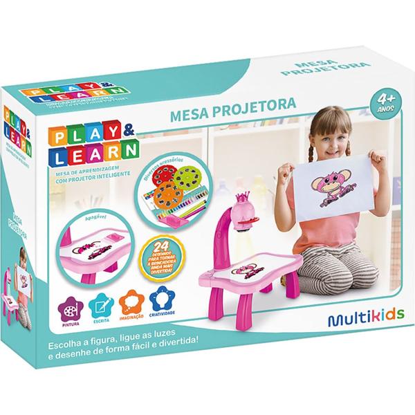 Mesa projetora Rosa, Play & Learn, BR1601, Multikids - CX 1 UN